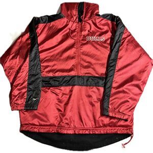Reebok Red Black Reversible Half Zip‎ NBA Chicago Bulls Mens Hoodie Jacket Large